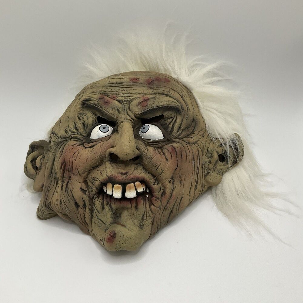 RARE PMG Paper Magic Group 2006 Halloween Mask White Fuzzy Hair Scary Moles